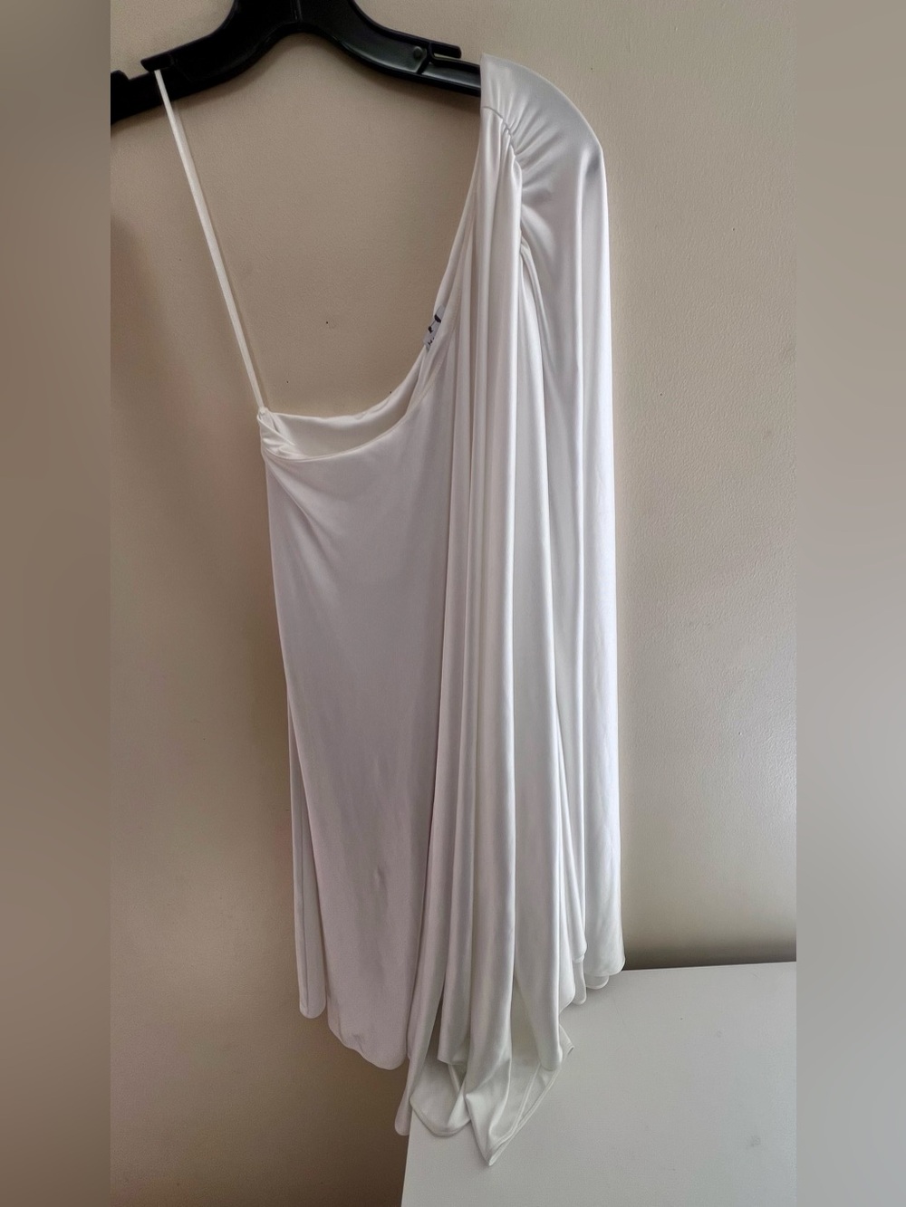 Halston Heritage White One-Shoulder Draped Evening Dress
